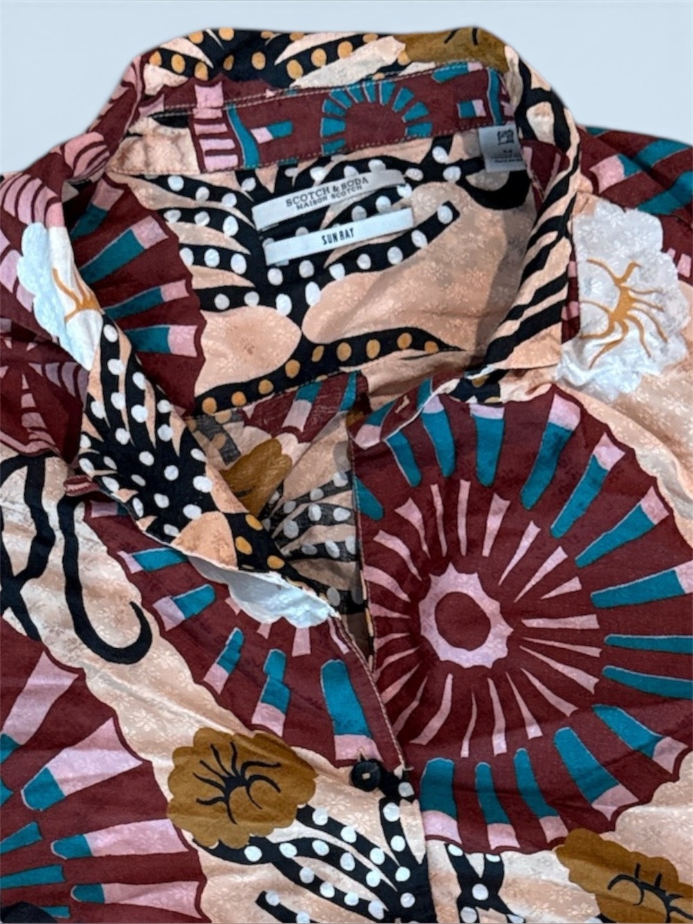Scotch & Soda Sunray Shell Print Button Front Camp Shirt | Size L